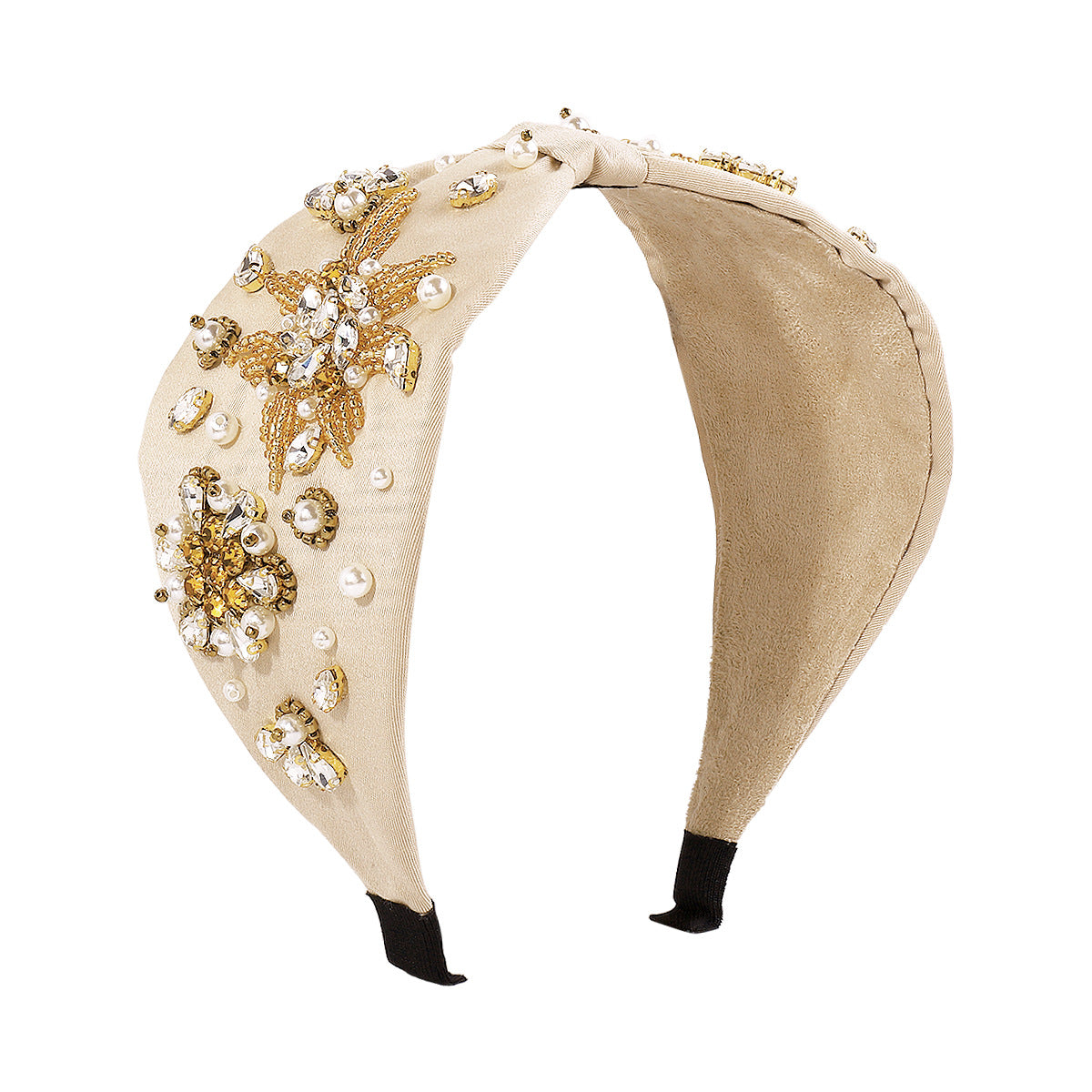 F4228 Baroque retro wide-brimmed headband female pearl rhinestone exaggerated palace party dinner headband