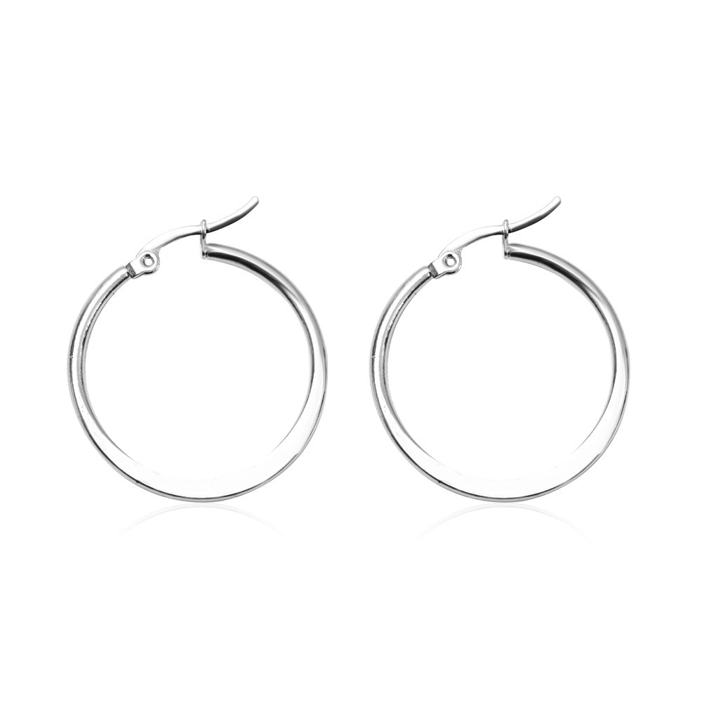 Exaggerated large circle earrings ins trendy retro temperament stainless steel geometric earrings earrings female