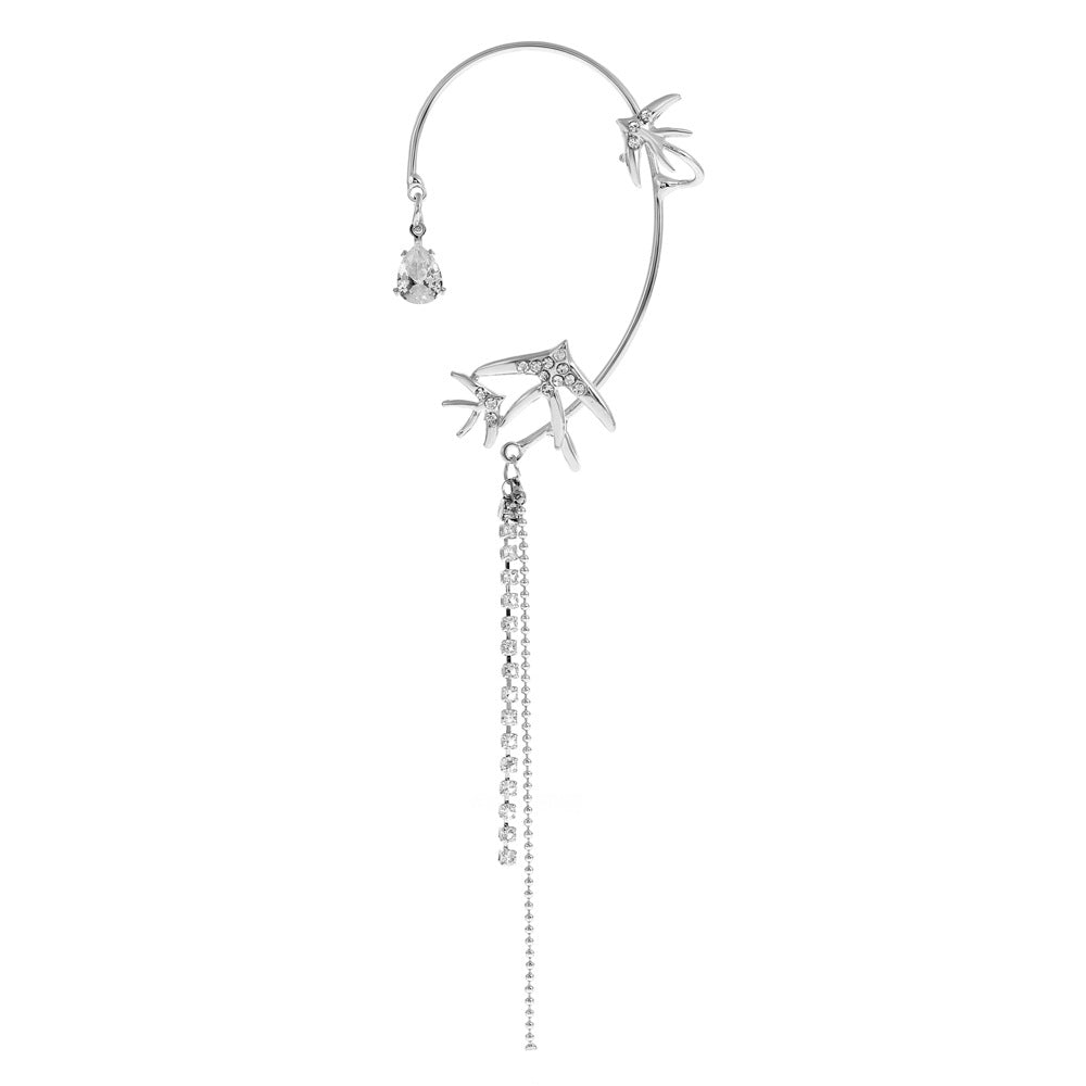 Ins diamond-studded butterfly ear hanger women without ear piercing butterfly ear bone clip fashion niche exaggerated wing ear clip