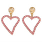 E1634 Fashion asymmetric full diamond earrings femininity age reduction hollow peach heart simple net red earrings