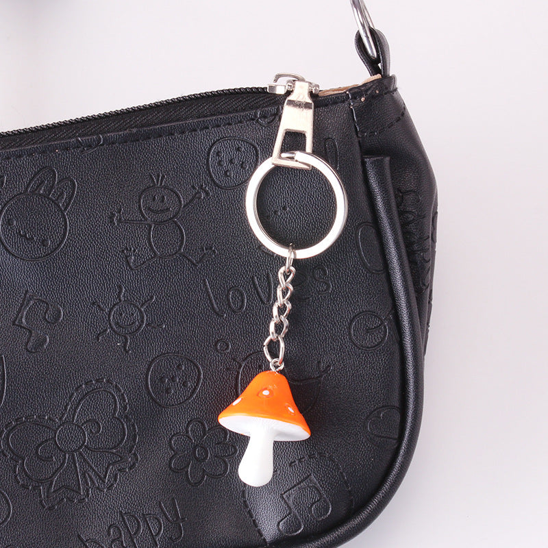 Creative cartoon color small mushroom key chain bag mobile phone car key ring pendant cartoon mushroom pendant