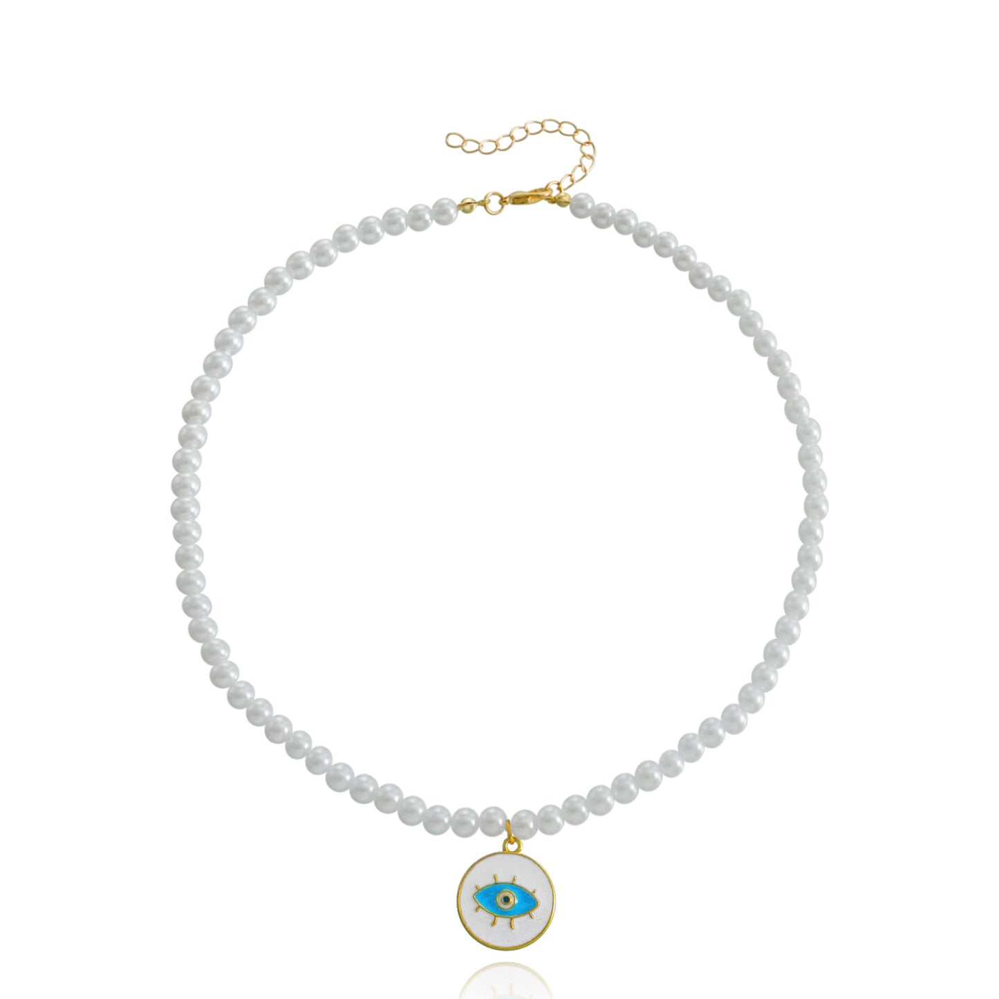 Jewelry Acrylic Pearl Beaded Necklace Devil's Eye Pendant Necklace Niche Short Style Jewelry