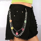 Jewelry acrylic pendant double chain hip hop jeans chain trend men and women body chain