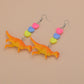 Fashion Toy Dinosaur Earrings Resin Candy Color Heart Shape Earrings Kids Jewelry Accessories