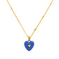 Fashion enamel dripping oil double love necklace French light luxury inlaid peach heart pendant clavicle chain simple necklace