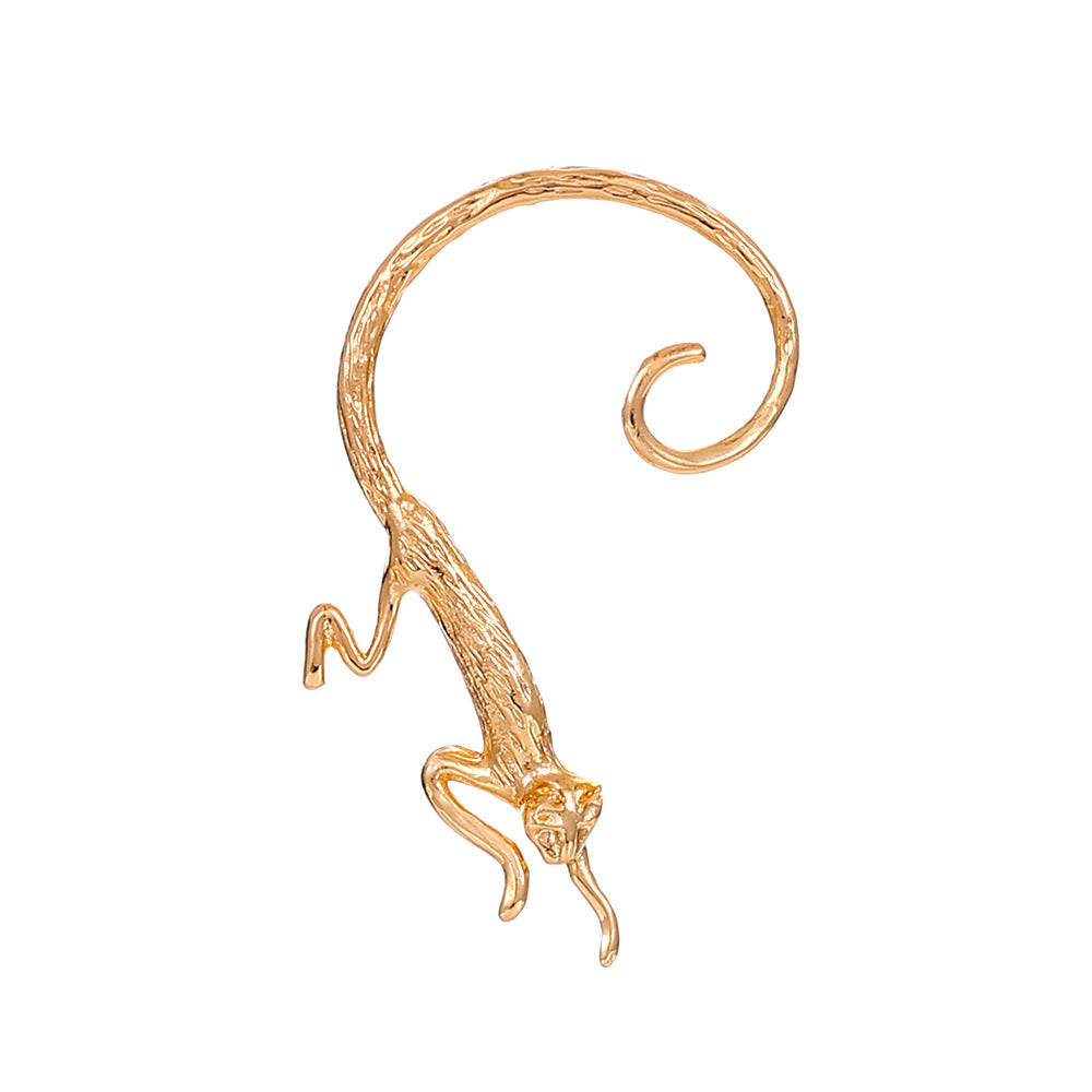 Retro punk elf flying dragon ear hanging single creative metal cat bat without hole ear bone clip