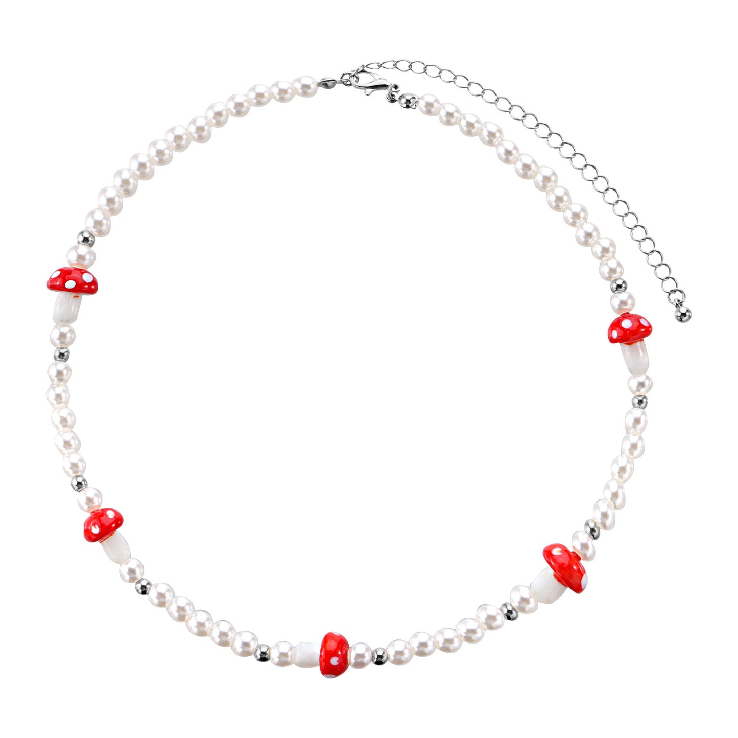 Jewelry Trend Simple Red Mushroom Pearl Necklace Women's Fashion Personality Short Money Jewelry