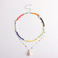 Jewelry temperament simple colorful bead shell pendant necklace female trend punk rice bead pearl necklace
