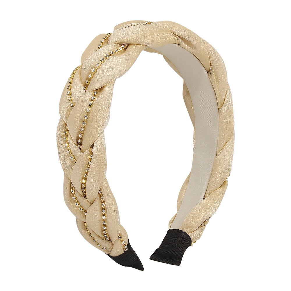 F3915 Fashion temperament elegant headdress light luxury claw chain simple niche braid rhinestone fabric headband