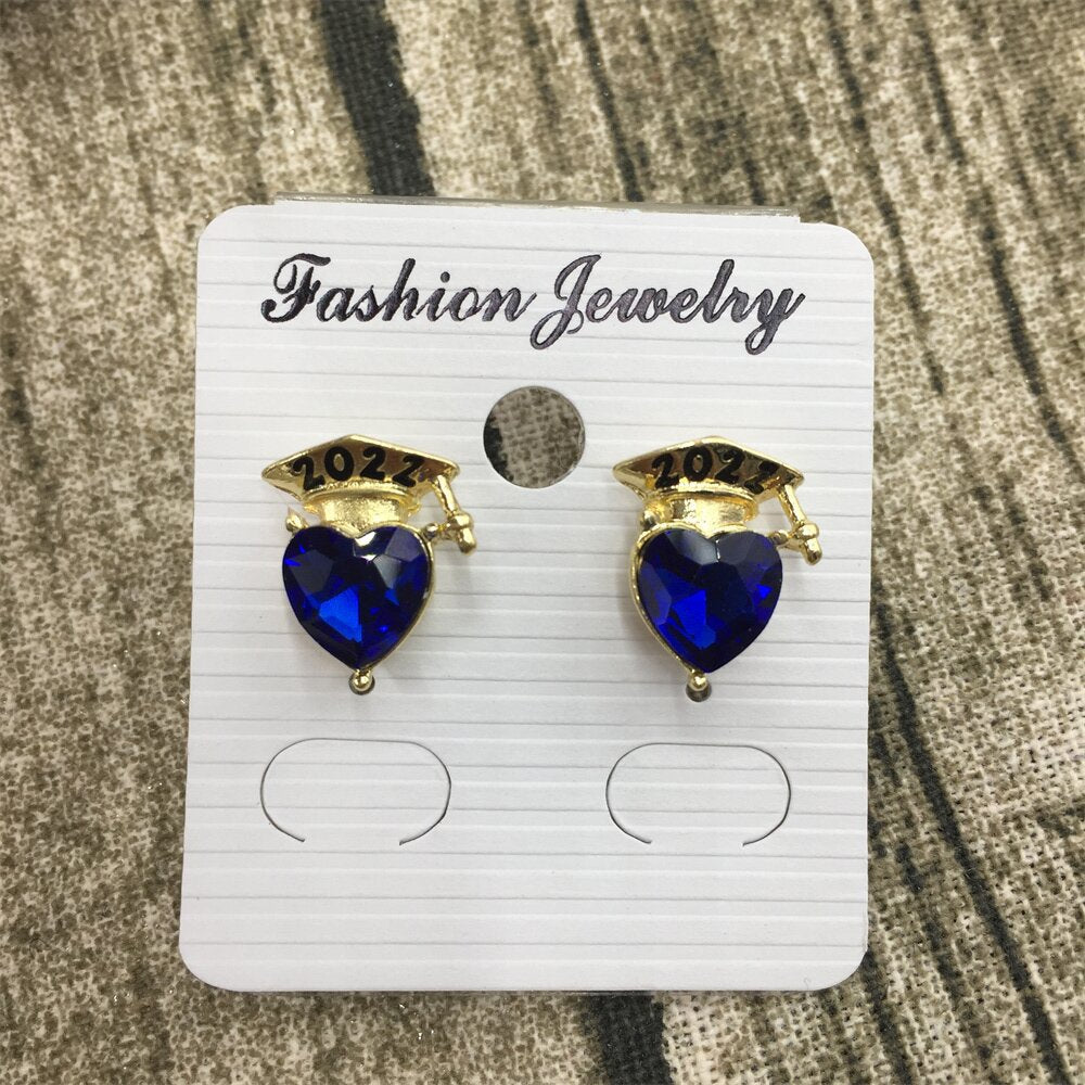 Doctor's hat love crystal earrings graduation season commemorative ear ornaments fresh and lovely multi-color optional