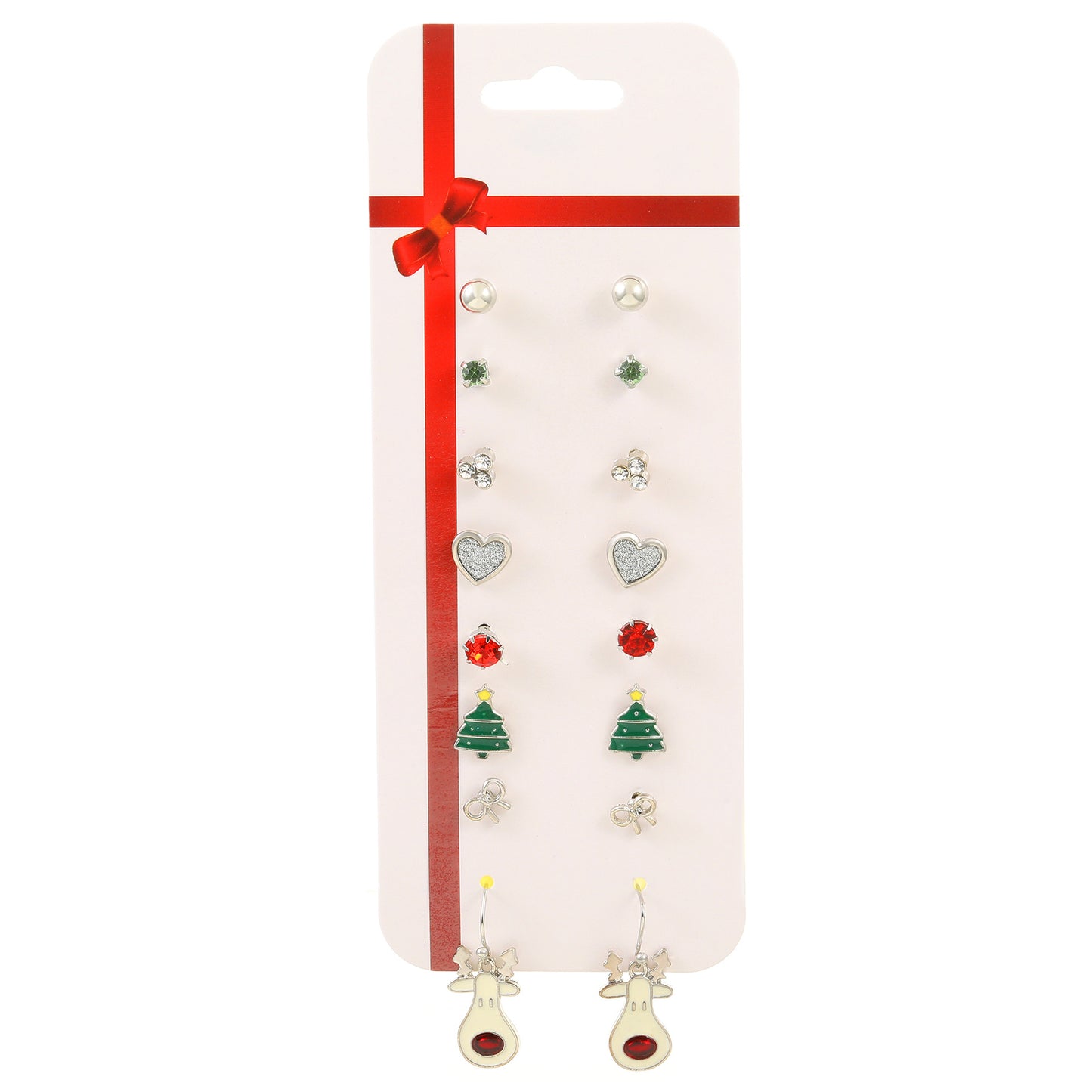 Christmas earring combination set fashion cartoon elk cane Christmas tree earrings card earrings