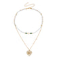 Jewelry fashion double-layer beaded imitation pearl necklace female hollow heart devil's eye pendant necklace