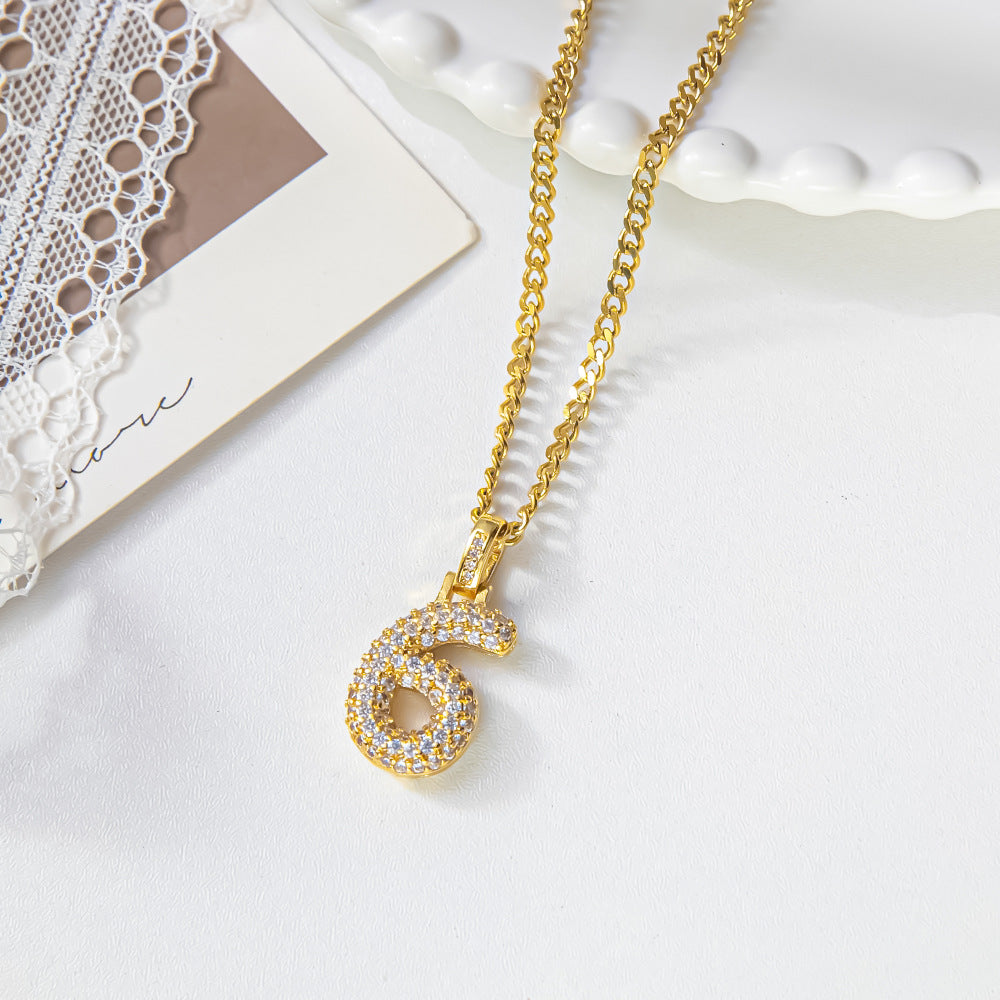 Jewelry Ins Hip Hop Number Necklace Angel Lucky Number Clavicle Chain