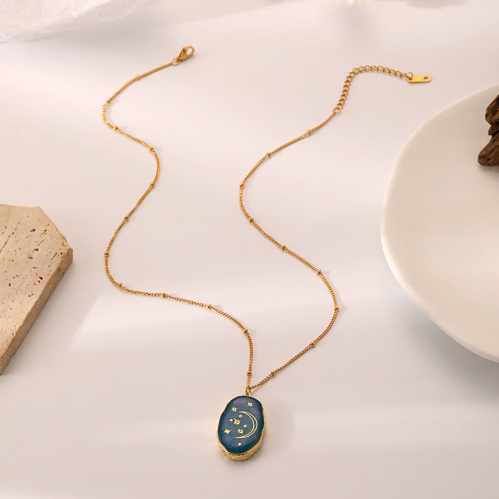Niche Design Sense Personality Fashion Irregular Ellipse Resin Sun DIY Handmade Necklace