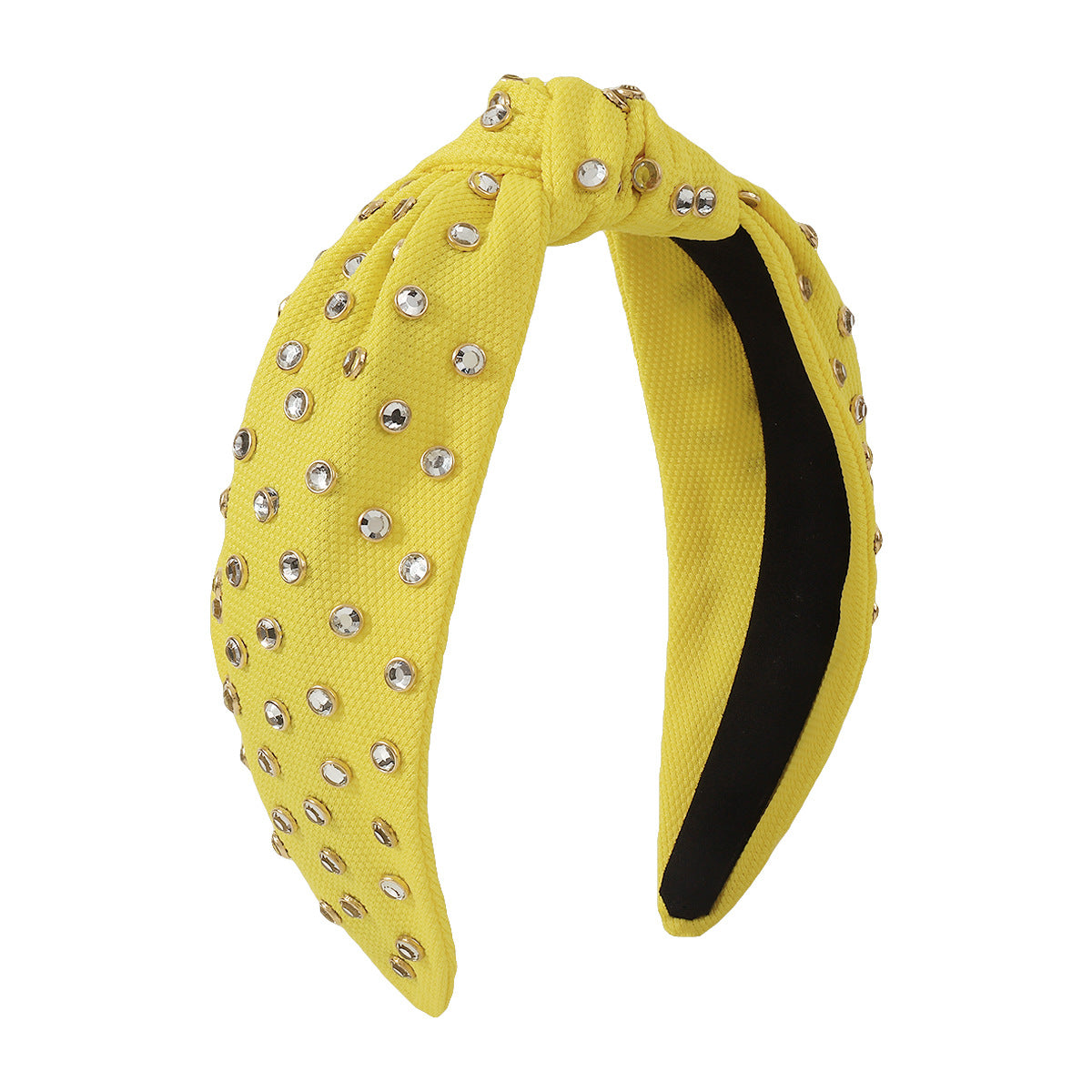 F3742 Jewelry wide-brimmed pressed hair solid color knotted headband rhinestone temperament simple color contrast hair accessories for women