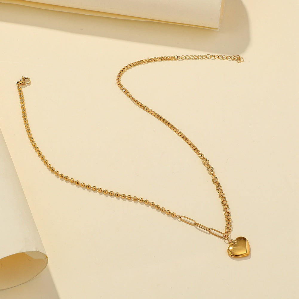 Minority Light Luxury Peach Heart Necklace Gold Plated Love Stainless Steel Pendant Necklace Heart Shaped Titanium Steel Clavicle Chain