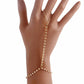 Explosive ins punk love imitation pearl bracelet exaggerated personality metal finger chain bracelet for women