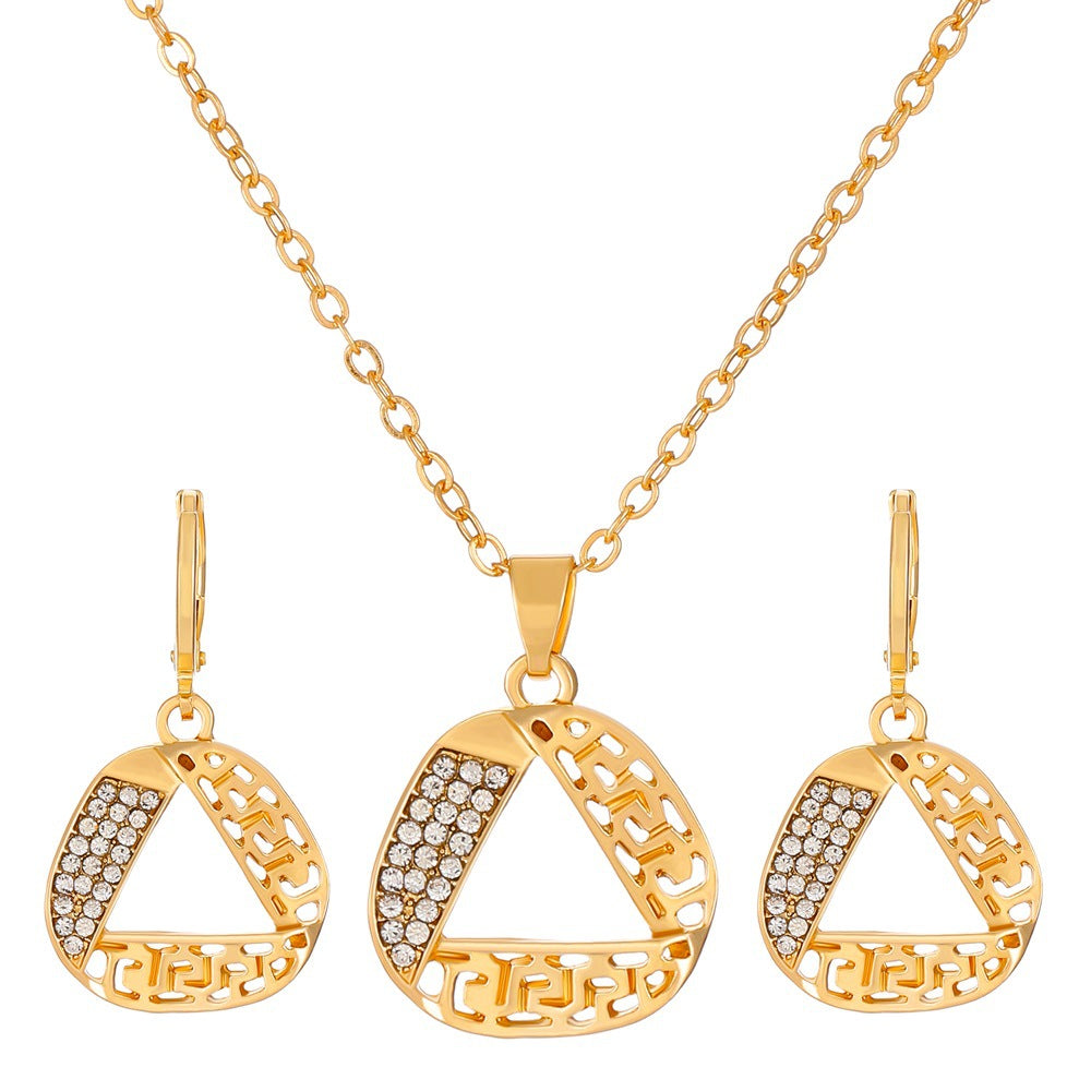 Jewelry set female fashion diamond note crown butterfly necklace earrings set ins tide