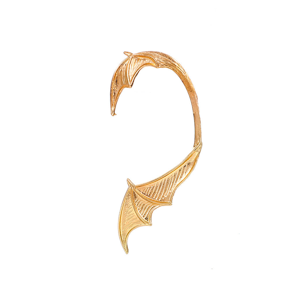 Retro punk elf flying dragon ear hanging single creative metal cat bat without hole ear bone clip