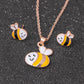 Fashion Color Pony Painting Oil Necklace Set Cartoon Creative Animal Earrings Pendant Jewelry