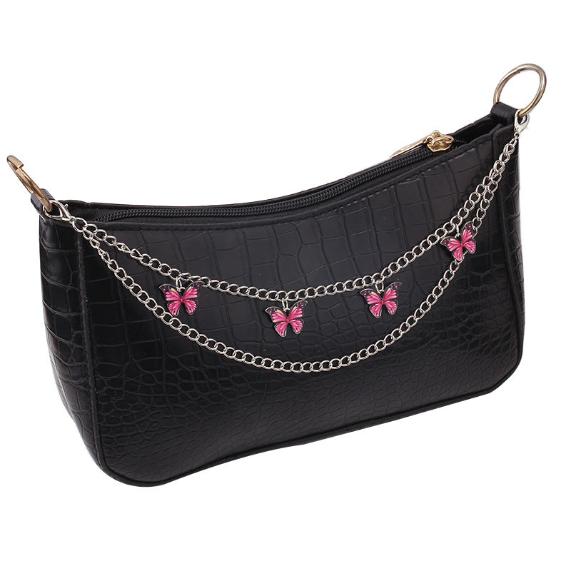 Jewelry ins fashion double-layer drop oil butterfly pendant bag chain all-match handbag accessories hanging chain