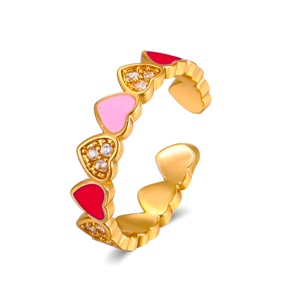 ins simple hollow love ring female fashion temperament niche design metal geometric heart-shaped index finger ring