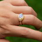 Jewelry simple cold geometric moonstone ring set female personality bat micro-inlaid ring