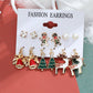 Christmas series snowflake bell earrings combination set cartoon oil dripping cane old man earrings female