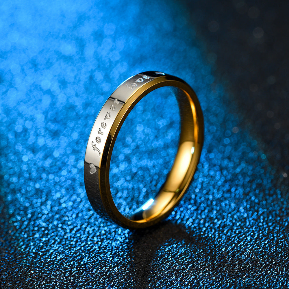 Couple love lettering stainless steel ForeverLove ring 4/6mm gold and silver couple jewelry