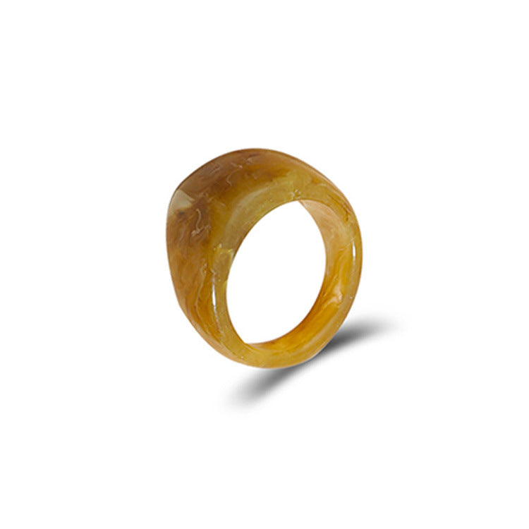 Creative color transparent acrylic ring ins personality simple round resin ring men and women the same style