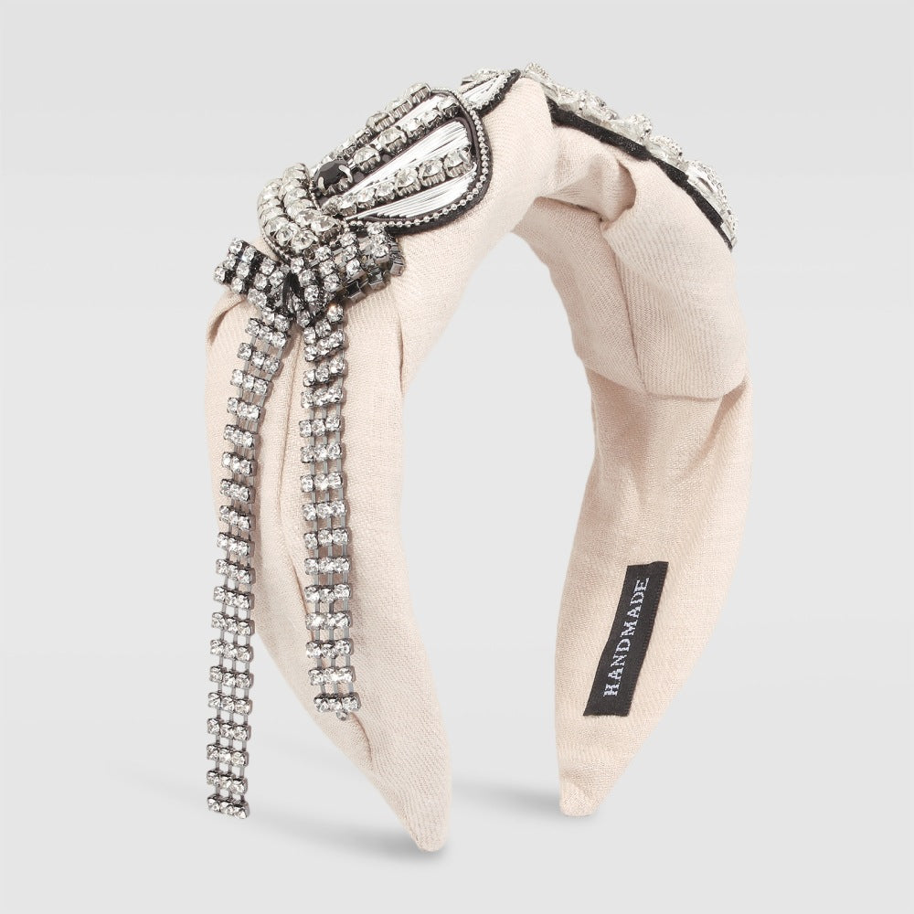 F3137 Retro wide-brimmed fabric rice bead hair ornament style personality Baroque palace diamond headband female
