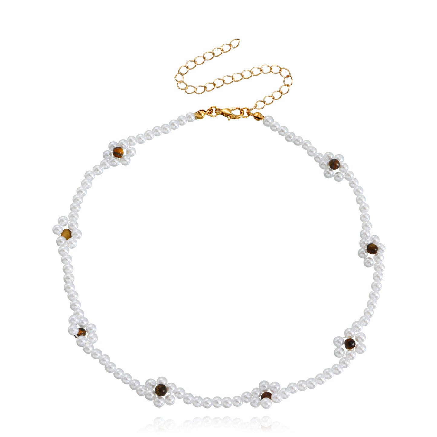 Jewelry Bohemian Imitation Pearl Handwoven Beaded Flower Necklace Female Baby Bead Necklace