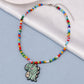 Ethnic color rice beads with acrylic pendant necklace bohemian fashion choker neck chain