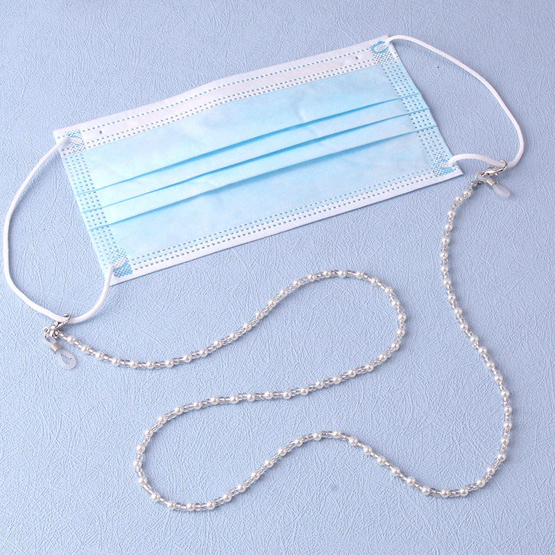 Popular Jewelry Black and White Pearl Non-slip Anti-lost Glasses Chain Mask Lanyard