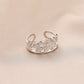 Fashion personality adjustable love stainless steel open ring simple feather leaf heart-shaped ring jewelry