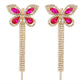 E9958 Light Luxury Claw Chain Earrings Full Diamond Butterfly Tassel Earrings Temperament Versatile Lady Design Earrings