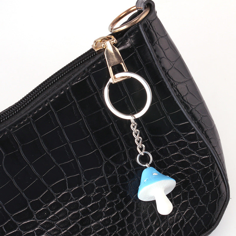 Creative cartoon color small mushroom key chain bag mobile phone car key ring pendant cartoon mushroom pendant