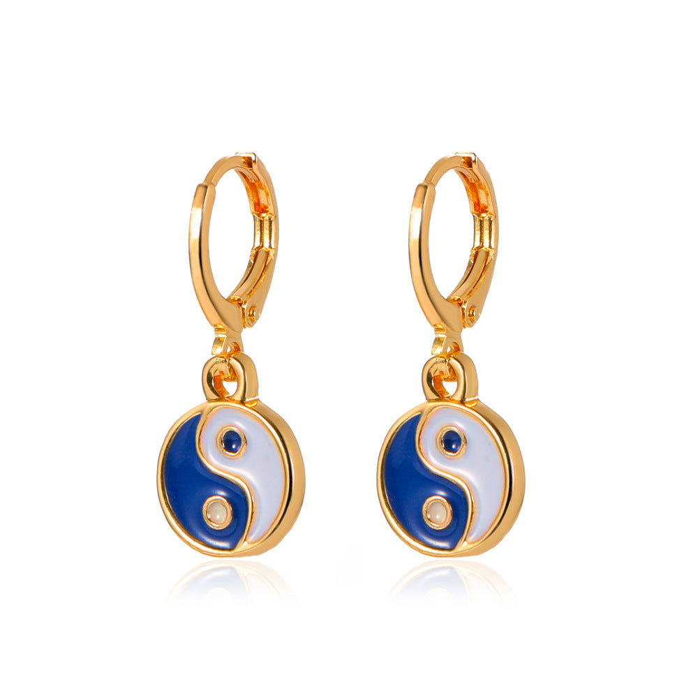 Gossip earrings ins same style metal yin and yang Tai Chi earrings round earrings earrings