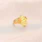 Fashion personality adjustable love stainless steel open ring simple feather leaf heart-shaped ring jewelry
