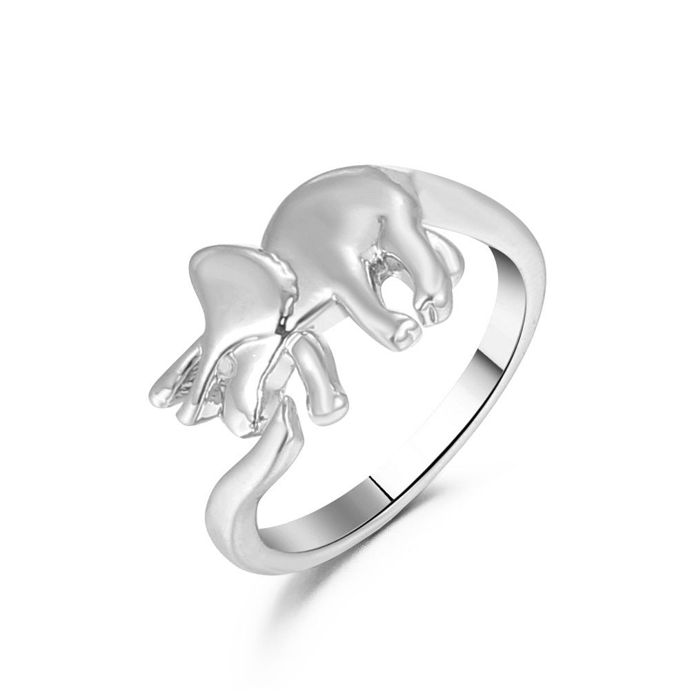 The same metal dinosaur ring fashion cute opening geometric animal ring trend jewelry