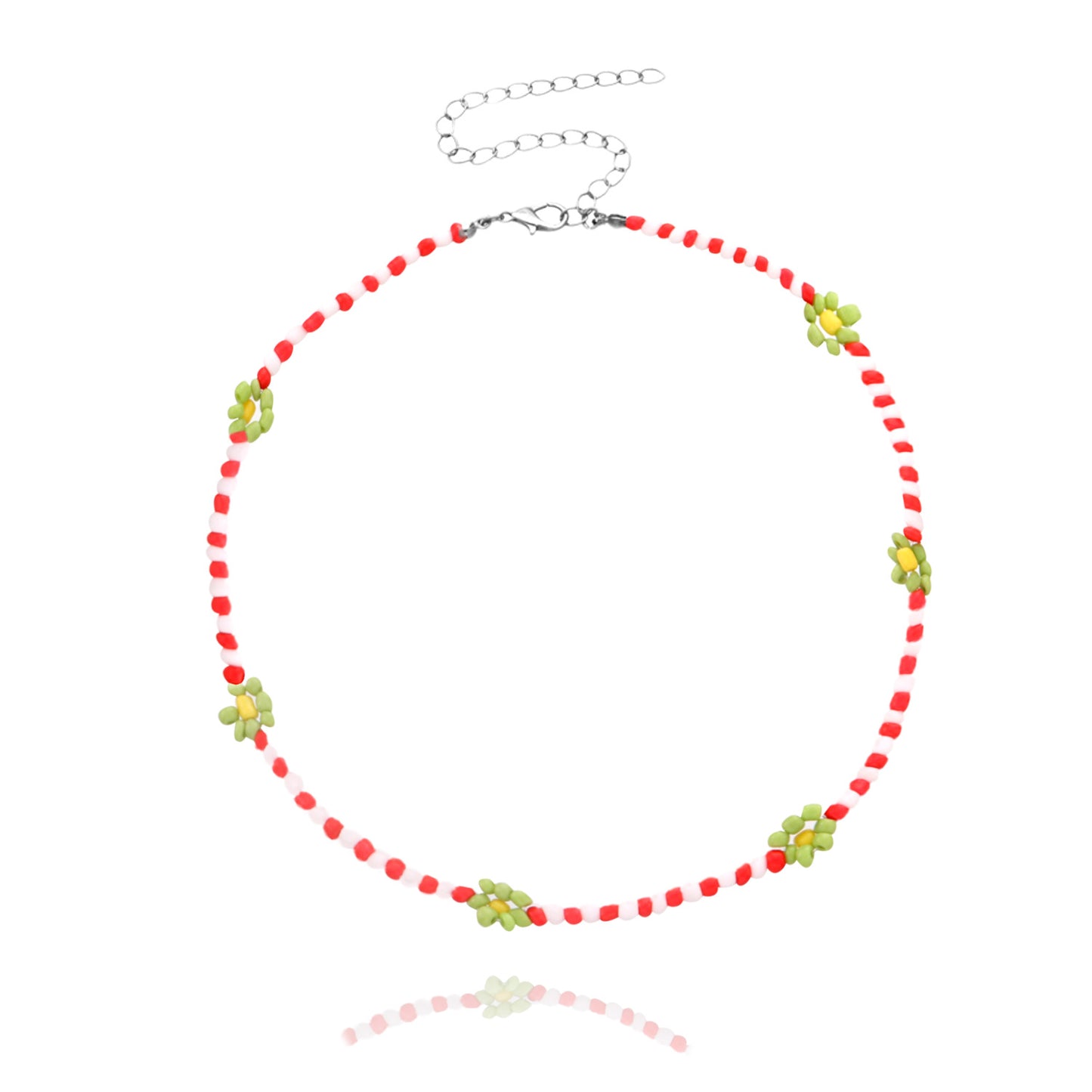Jewelry Rice Bead Flower Necklace Women's Fashionable Temperament Adjustable Necklace