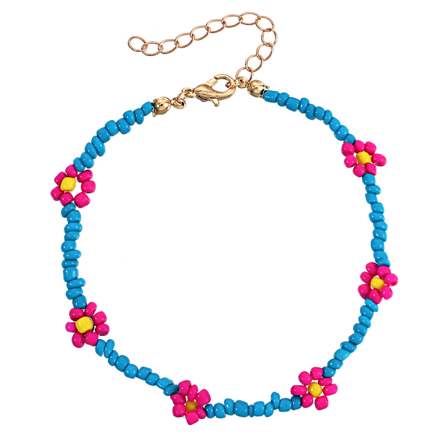 Jewelry color handmade rice beads flower anklet female personality fashion trend beach foot decoration set