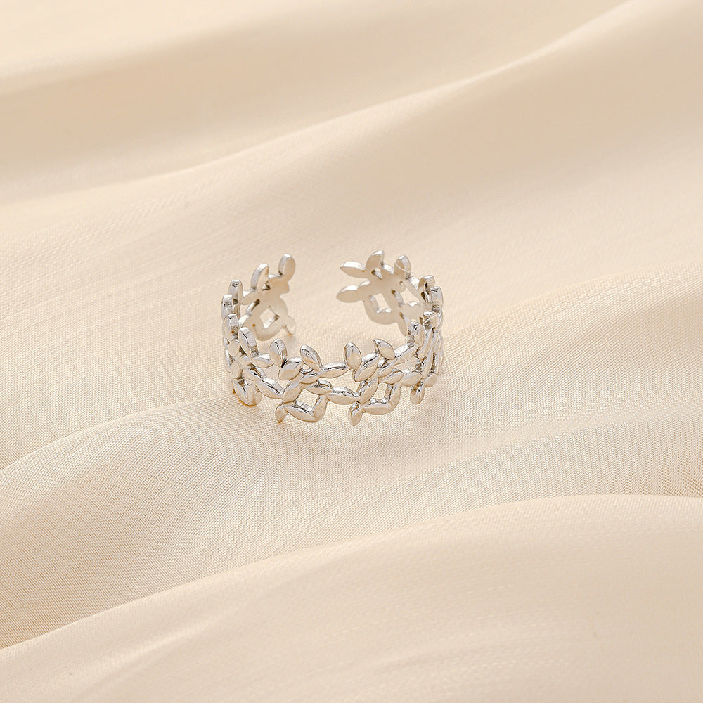 Fashion Simple Versatile Stainless Steel Ring Irregular Open Ring Ladies Ring Jewelry