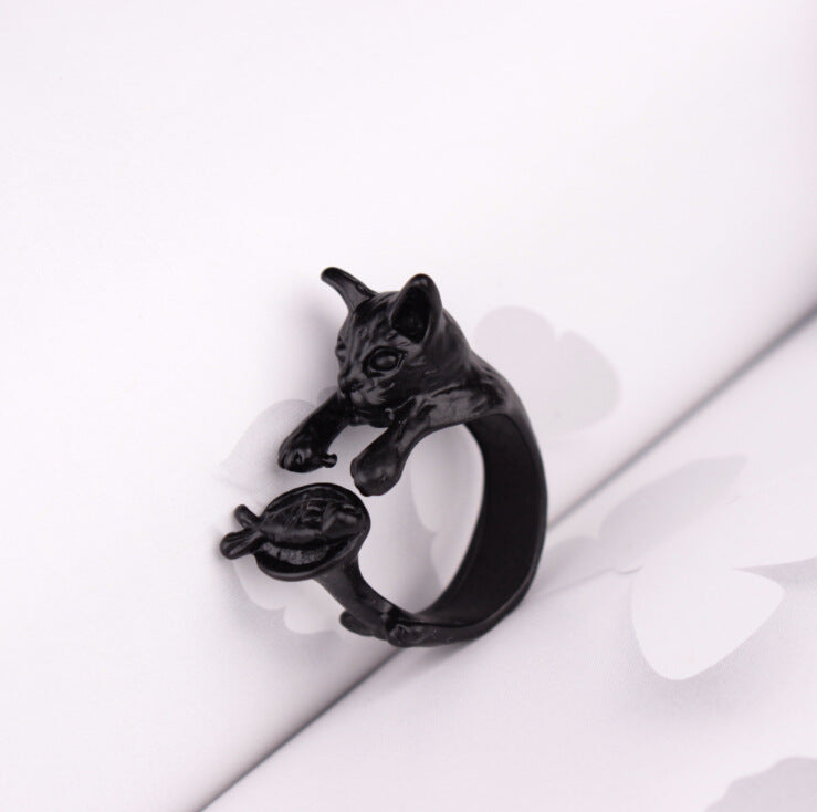 Cute Animal Open Ring Fashion Personality Exaggerated Puppy Cat Elephant Ring Creative Hand Jewelry