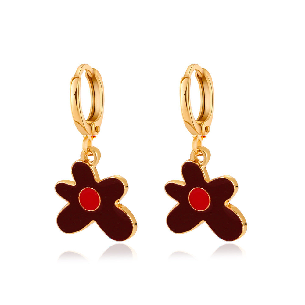 Ins cute drop earrings colorful alien flowers mushroom gossip earrings simple earrings