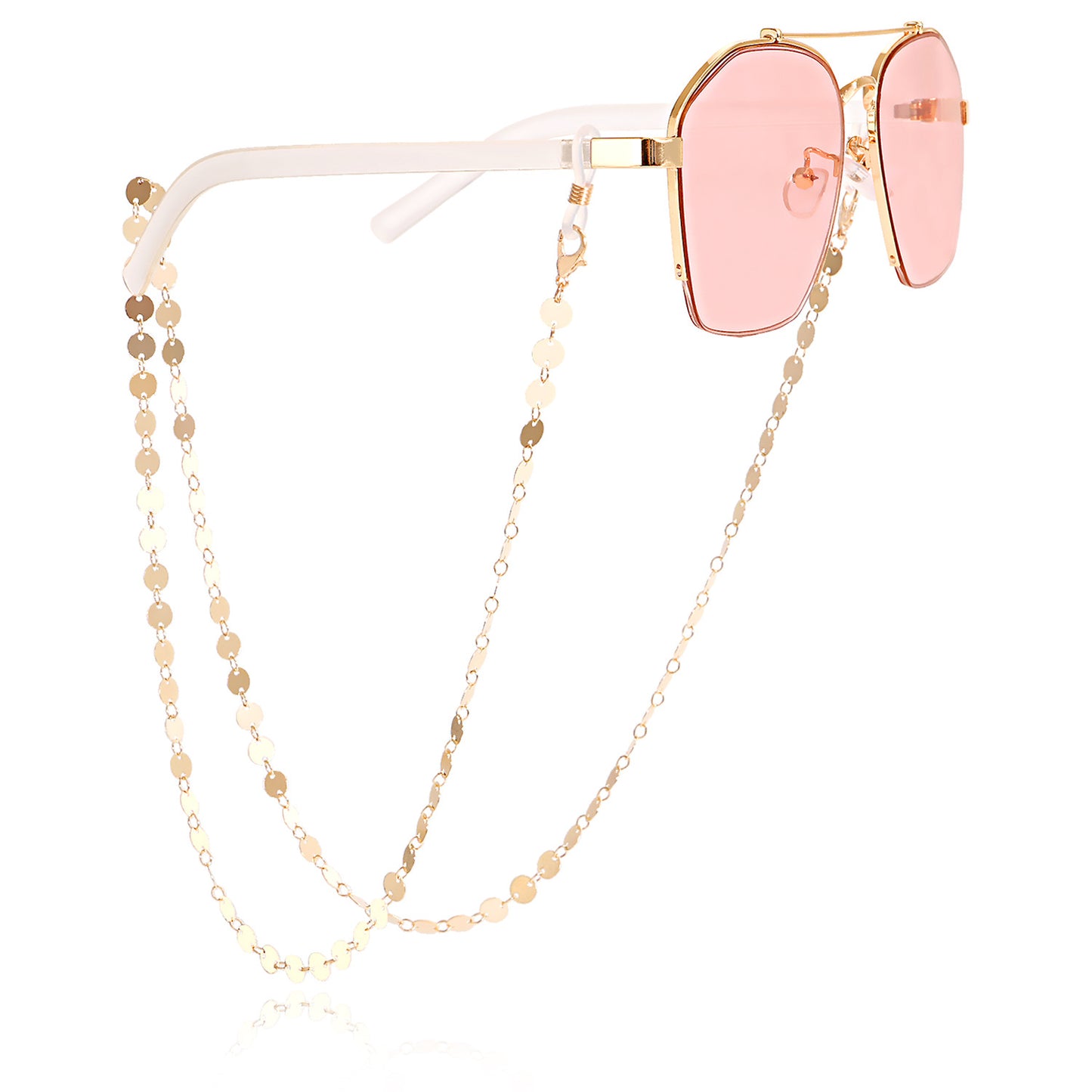 Mask hanging chain Glasses chain Pearl heart disc mask chain Peach heart metal glasses chain