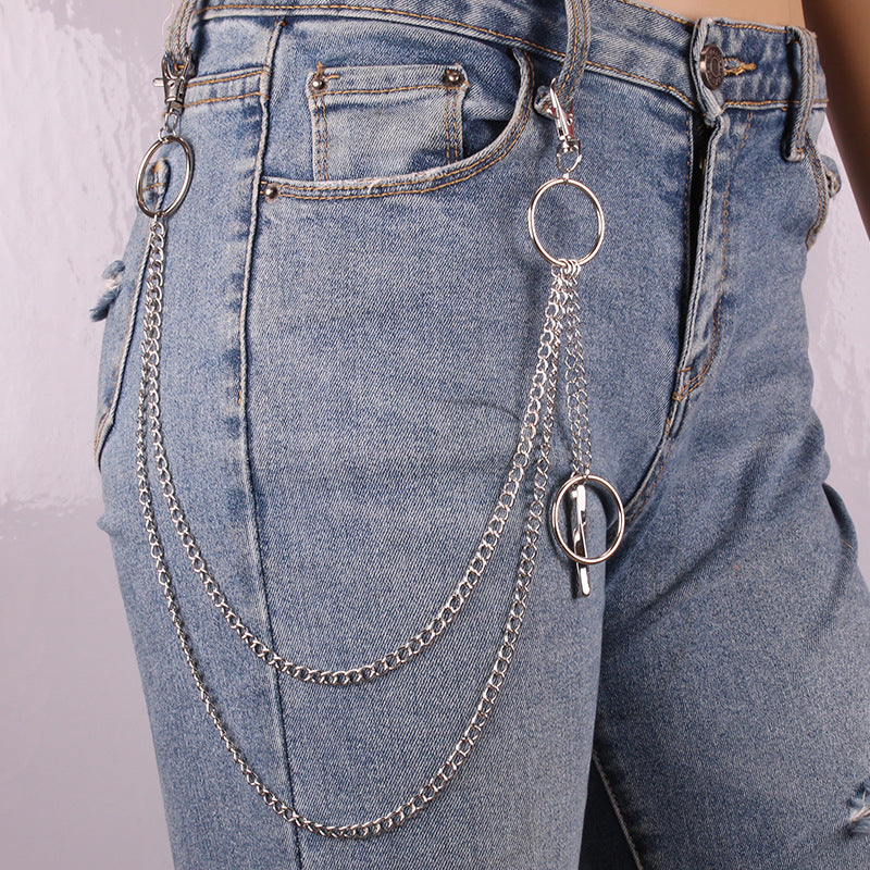 Trendy alloy trousers chain teenagers disco ins hip-hop belt cool accessories waist chain