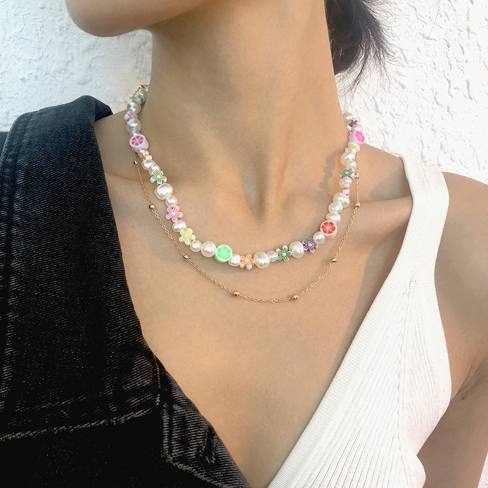 Pearl necklace women's simple fashion commuter necklace niche design sense personality indifferent necklace