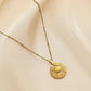 Stainless steel golden round twelve constellation coin embossed necklace light luxury niche design simple and versatile clavicle chain