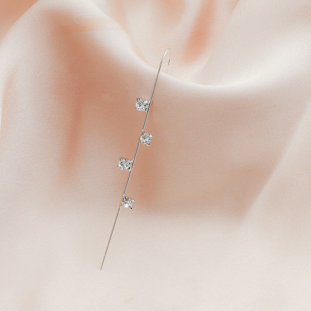 Piercing Ear Needles Temperament Inlaid Zircon Earrings Star Letters Surrounding Auricle Style Slash Earrings